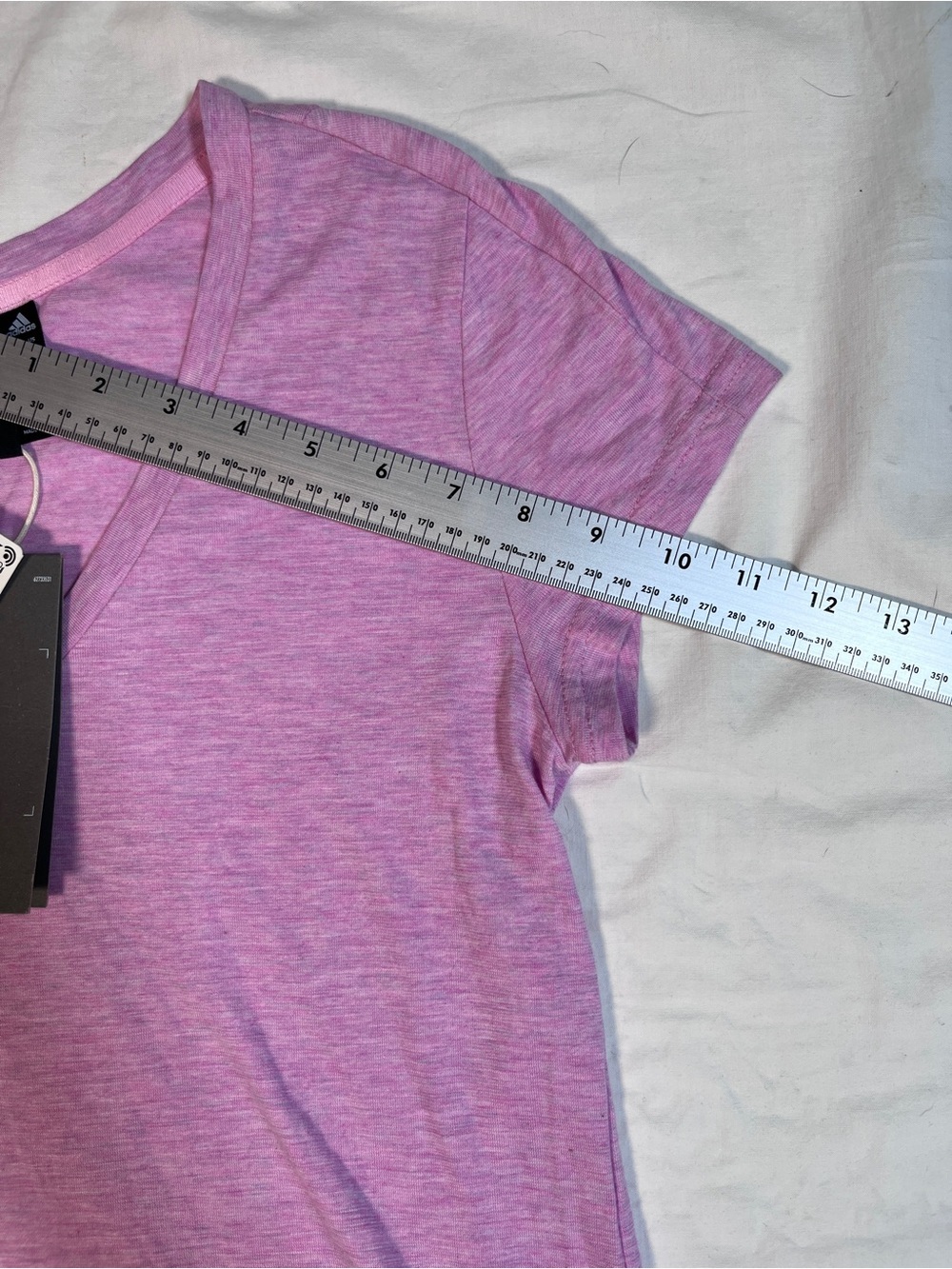 adidas Women's Heather Purple V-Neck Short Sleeve Tee - Picture 6 of 9